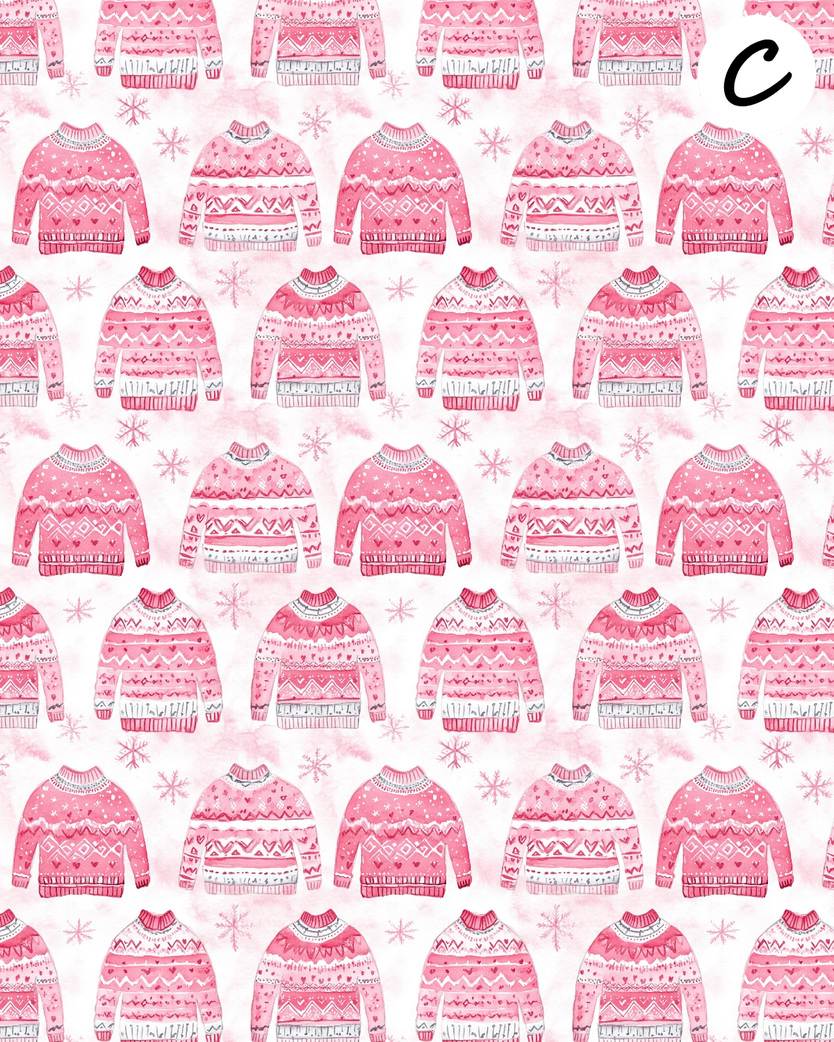 Pink Winter clay transfer sheet E960