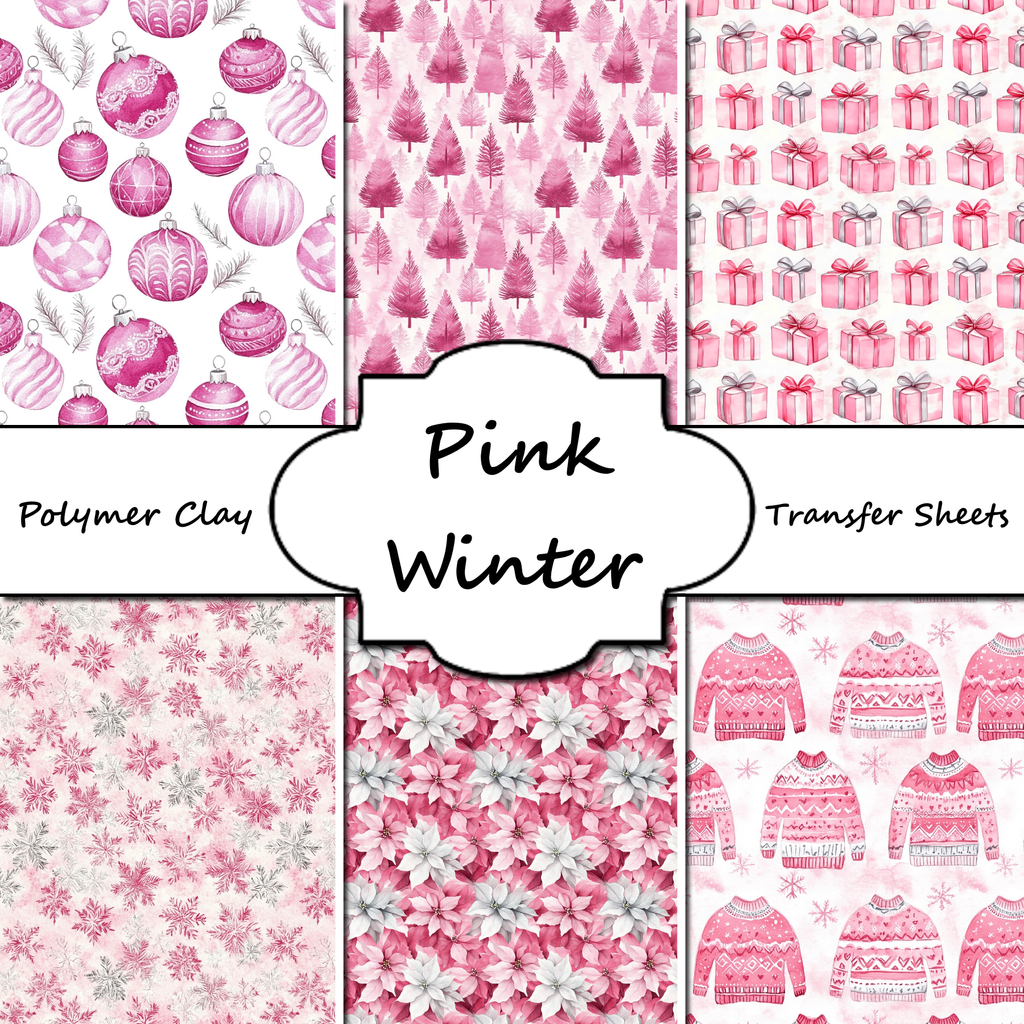 Pink Winter clay transfer sheet E960