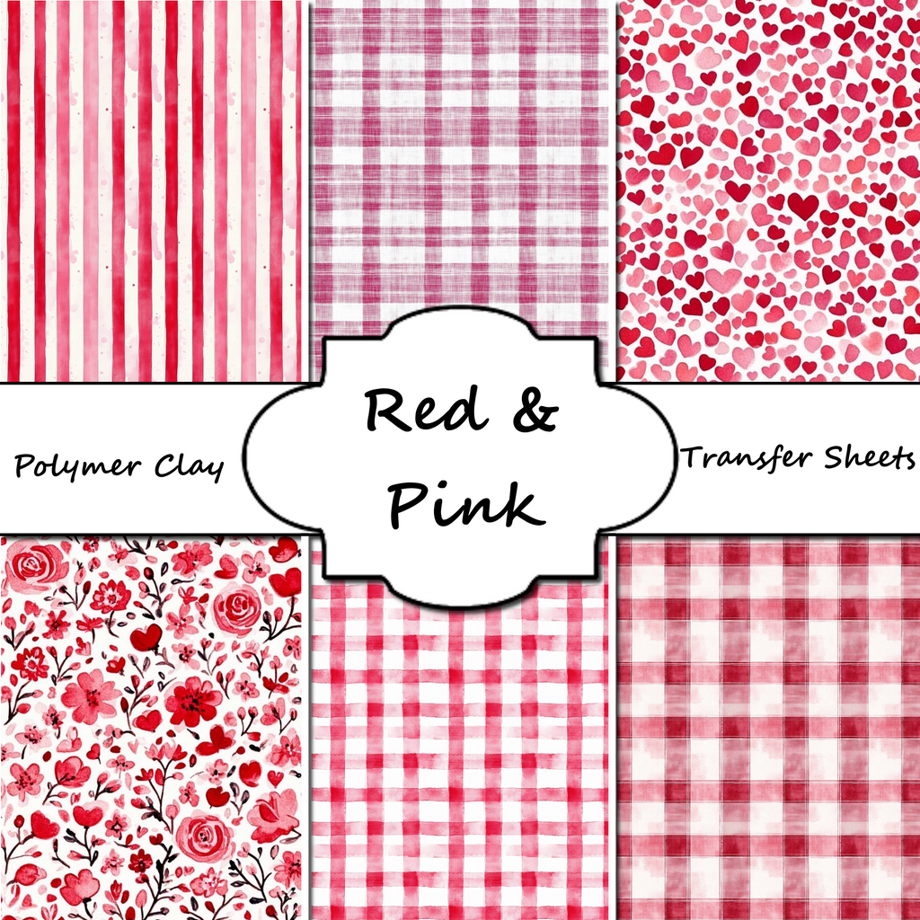 Red and Pink clay transfer sheet E965