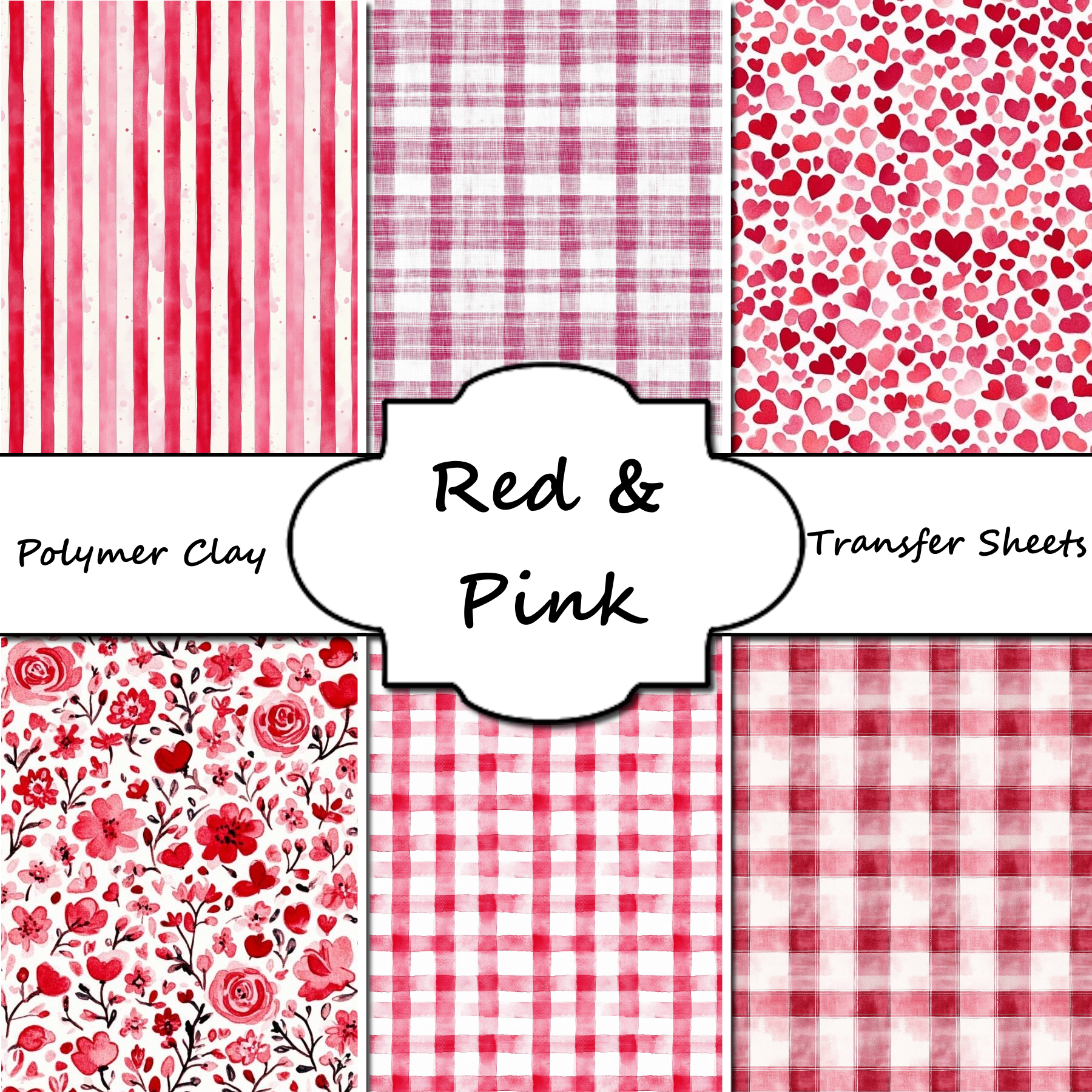 Red and Pink clay transfer sheet E965