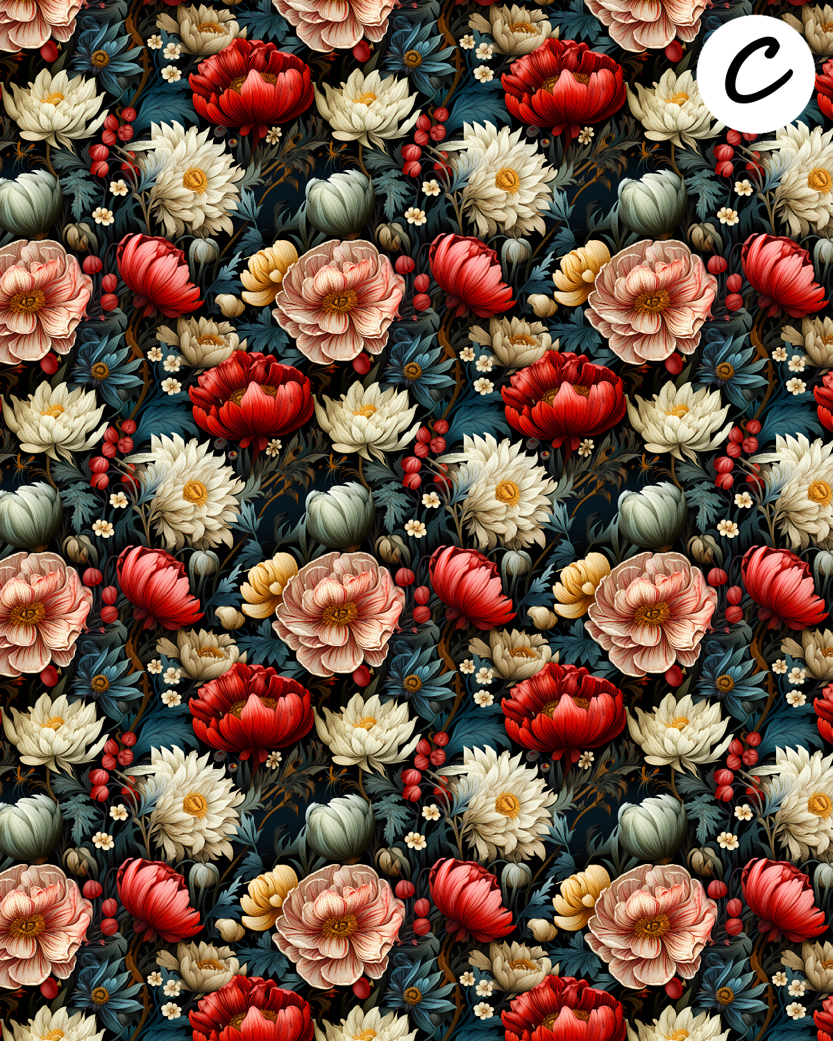 William Morris inspired clay transfer sheet E967