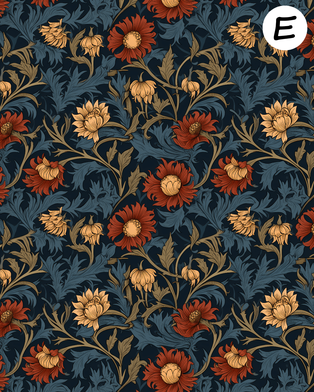 William Morris inspired clay transfer sheet E967