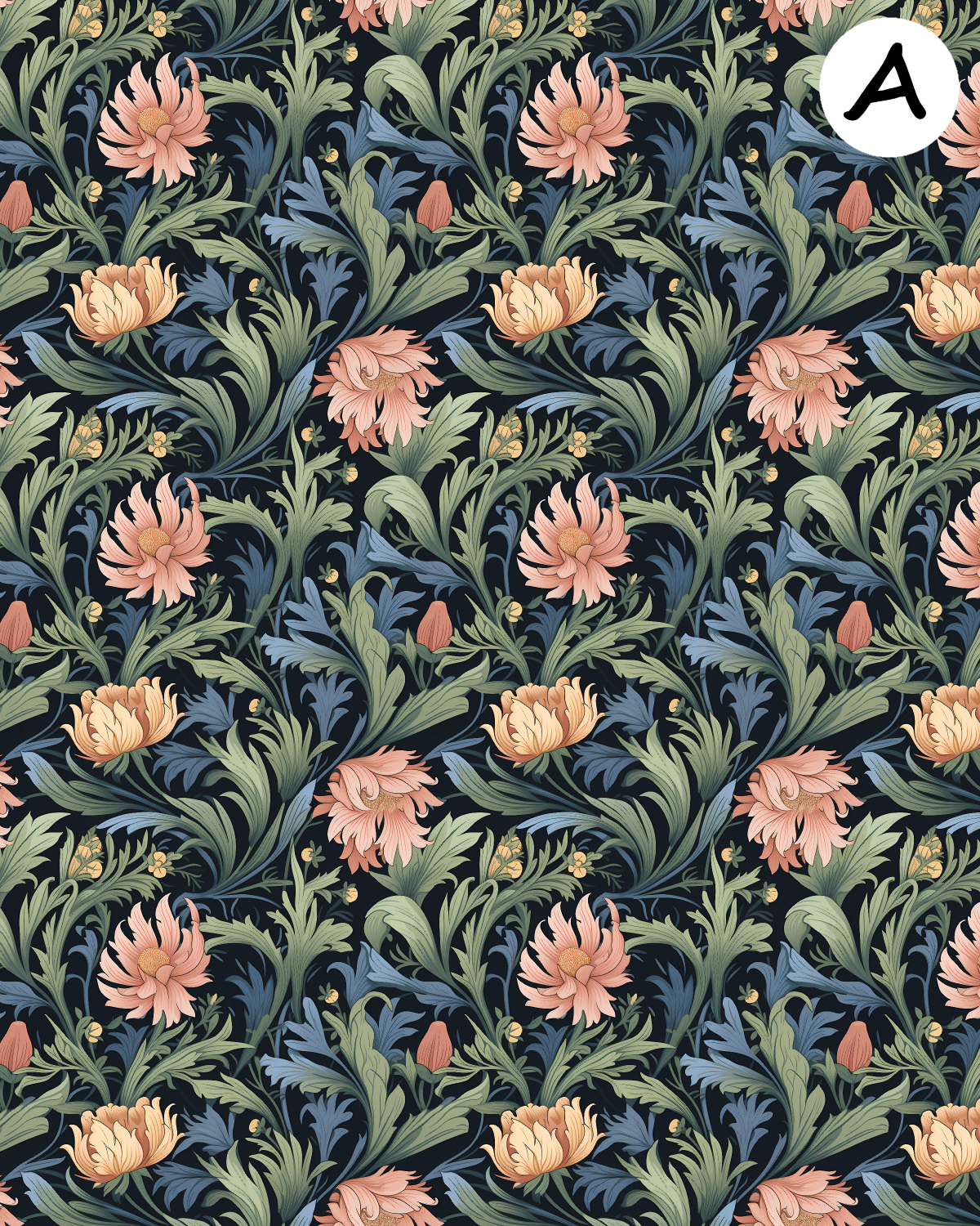 William Morris Pastel inspired clay transfer sheet E968