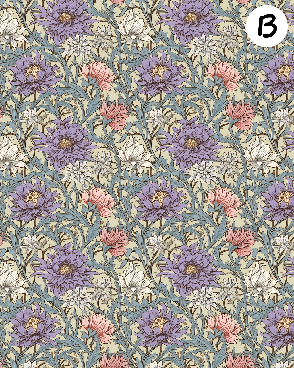William Morris Pastel inspired clay transfer sheet E968