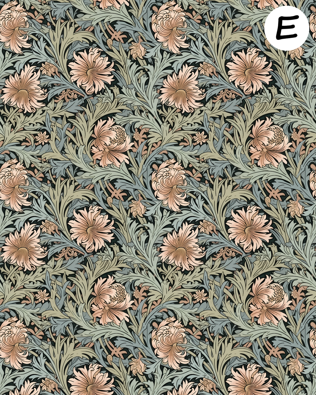 William Morris Pastel inspired clay transfer sheet E968