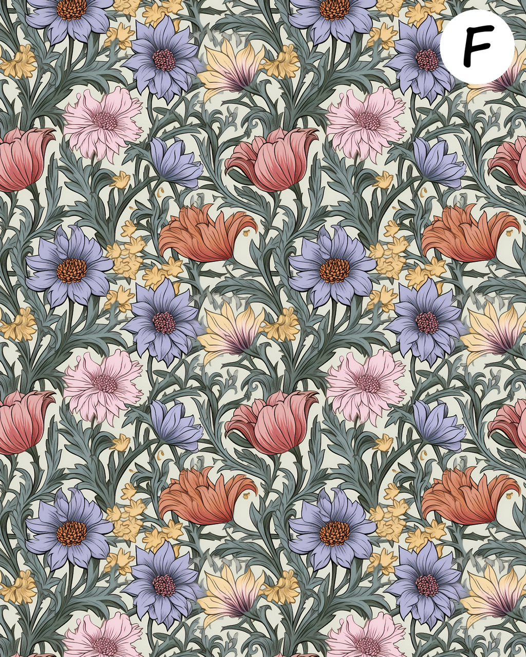William Morris Pastel inspired clay transfer sheet E968