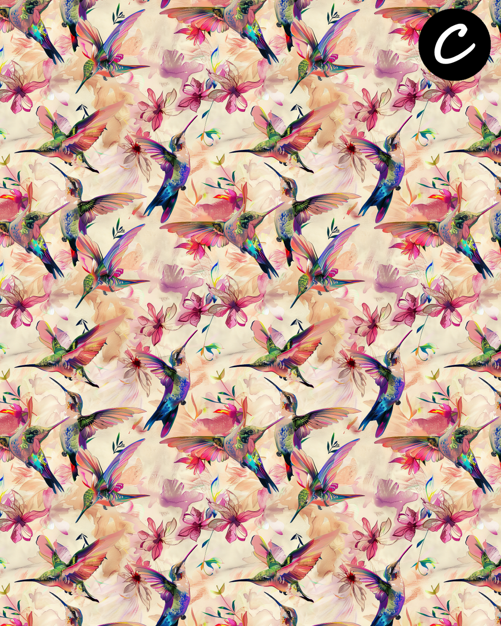 Hummingbirds clay transfer sheet E970