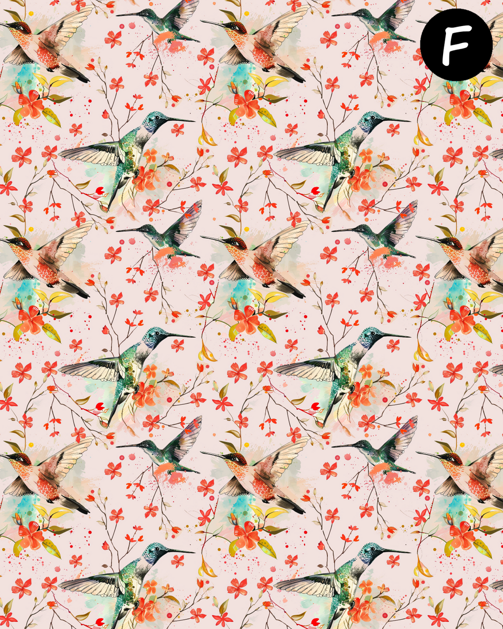 Hummingbirds clay transfer sheet E970