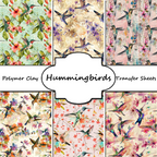 Hummingbirds clay transfer sheet E970