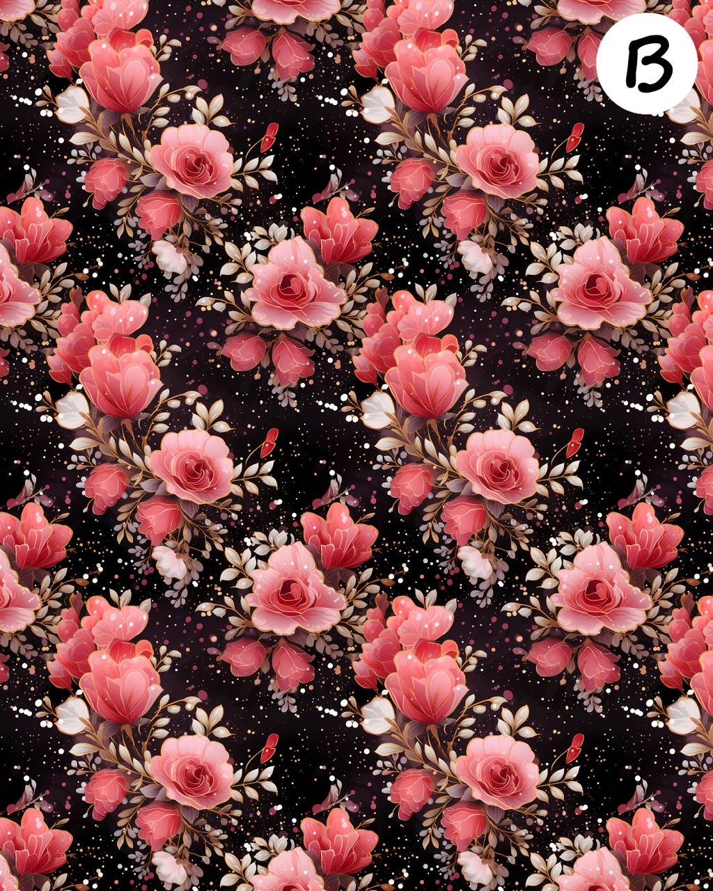 Midnight Bloom clay transfer sheet E974