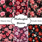 Midnight Bloom clay transfer sheet E974
