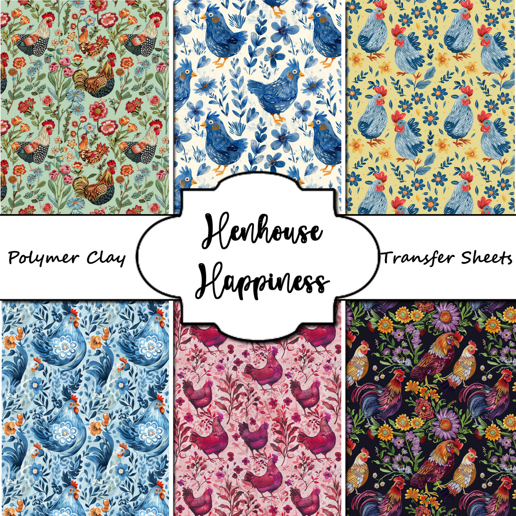 Henhouse Happiness clay transfer sheet E980