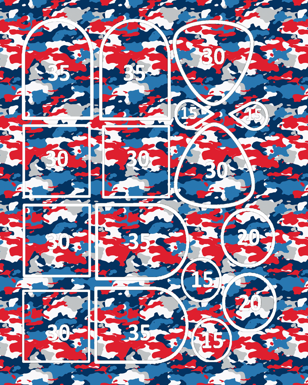 Patriotic Camo clay transfer sheet E983