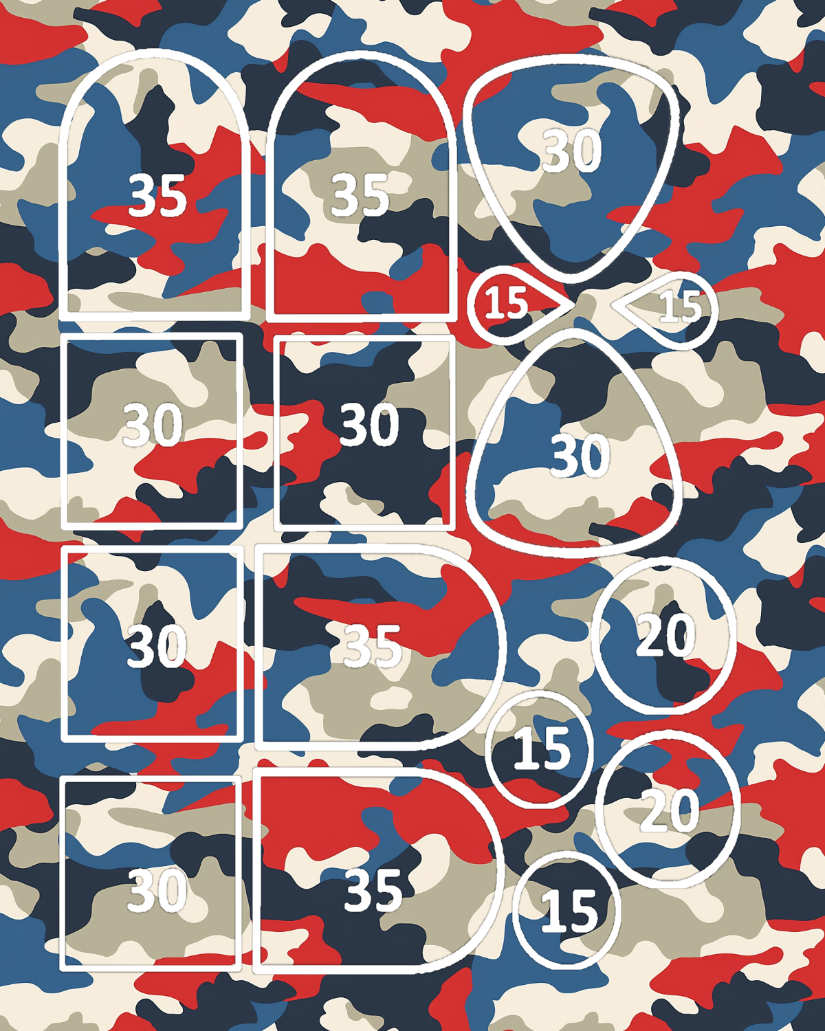 Patriotic Camo clay transfer sheet E983