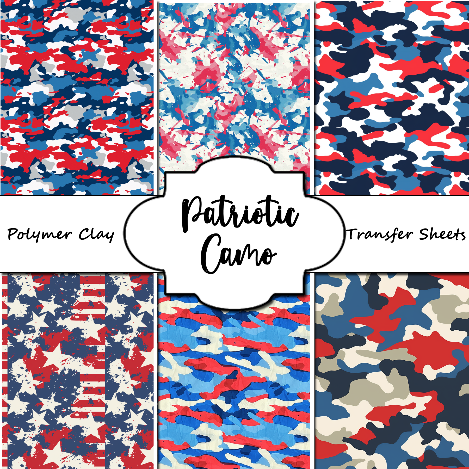 Patriotic Camo clay transfer sheet E983