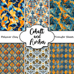 Cobalt and Amber clay transfer sheetS E984