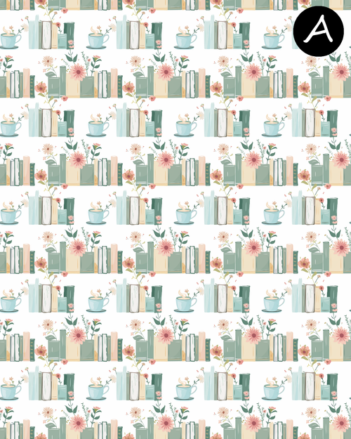 Botanical Bookstack clay transfer sheets E985