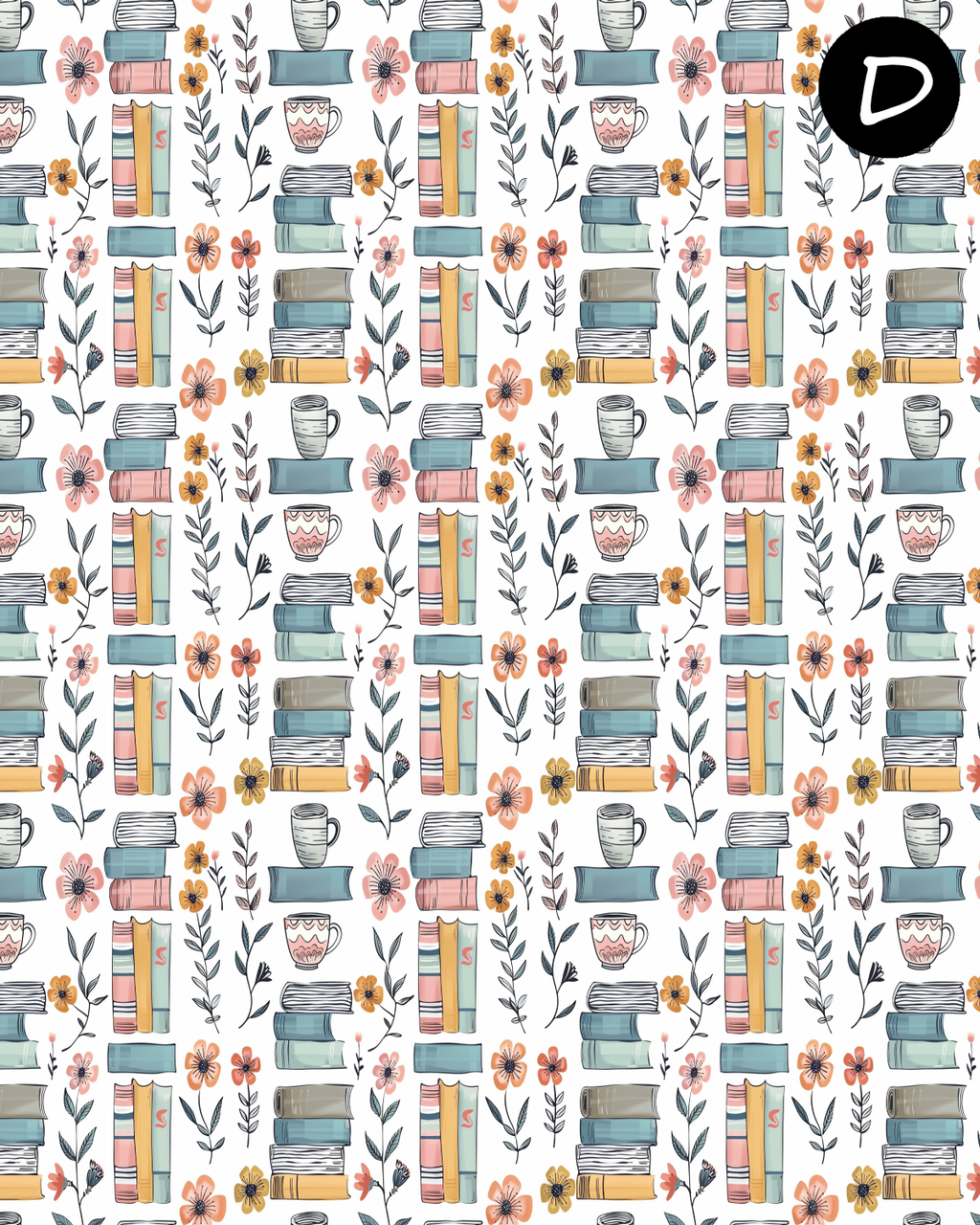 Botanical Bookstack clay transfer sheets E985
