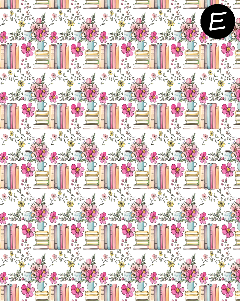 Botanical Bookstack clay transfer sheets E985