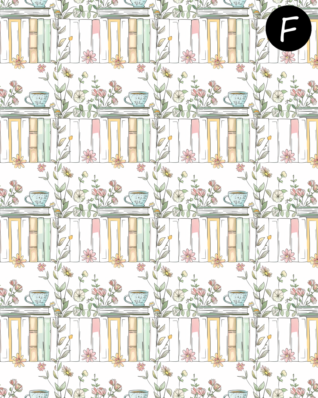 Botanical Bookstack clay transfer sheets E985
