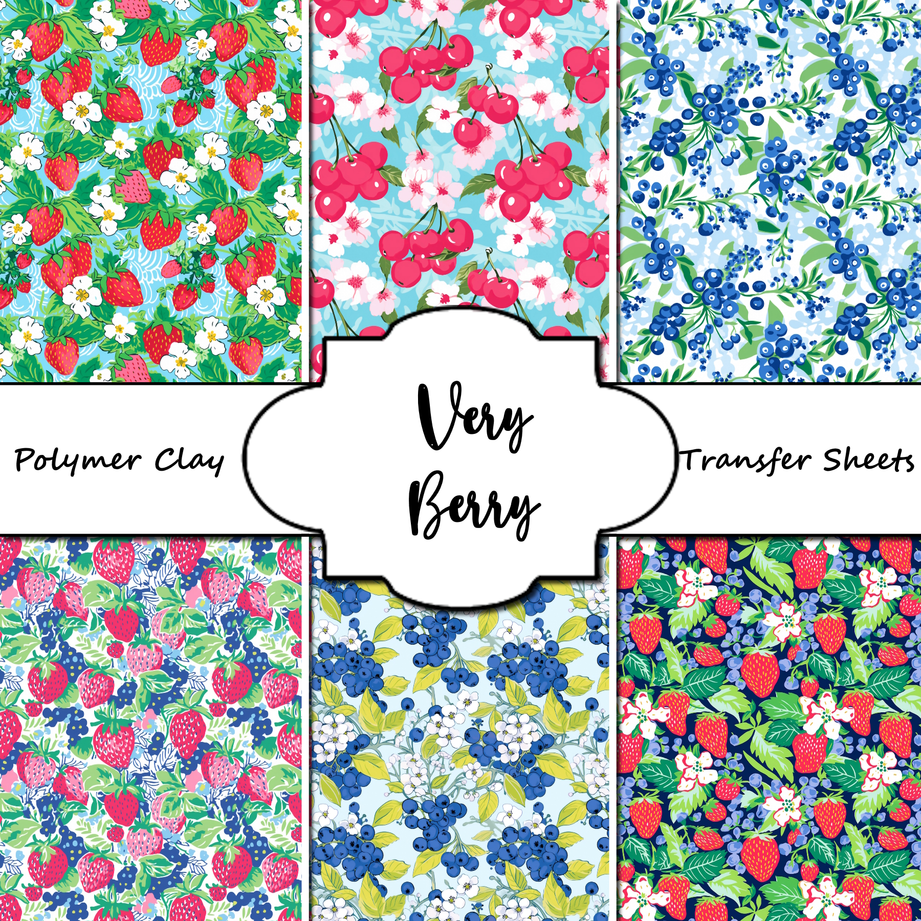 VERY BERRY clay transfer sheets E988