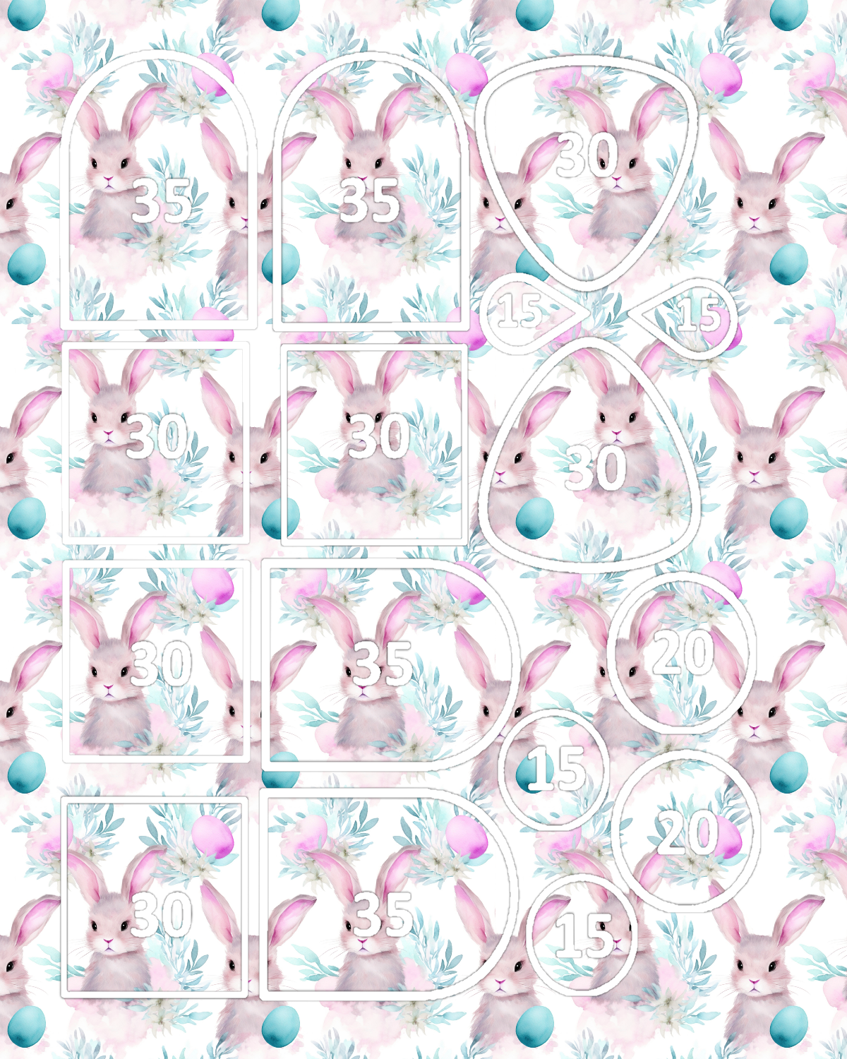 EGGS and COTTONTAILS clay transfer sheets E995