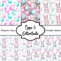 EGGS and COTTONTAILS clay transfer sheets E995