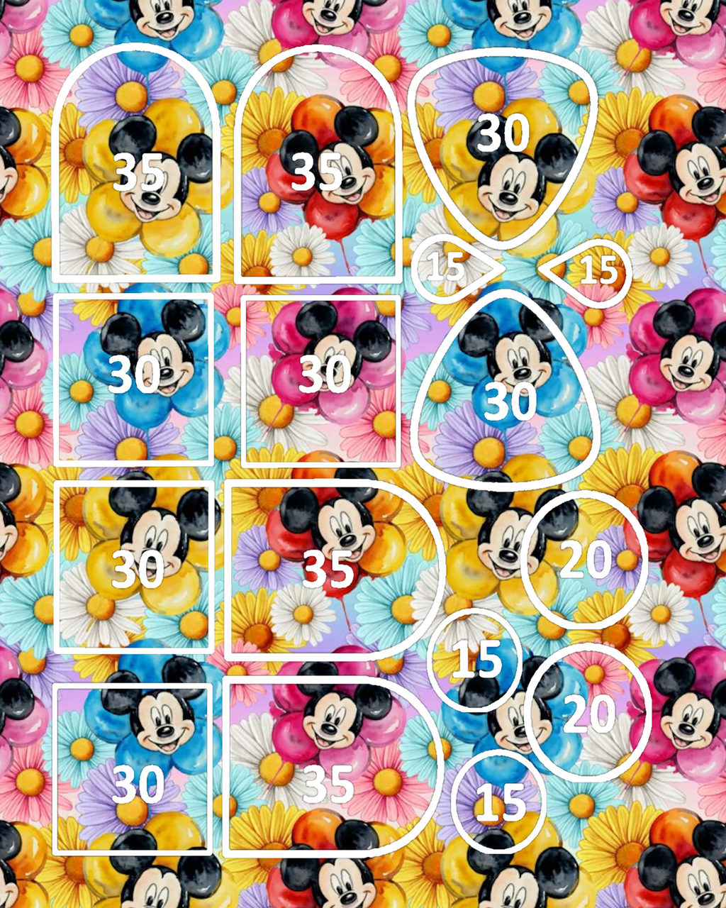 Mouse Ears Flowers clay transfer sheets E998