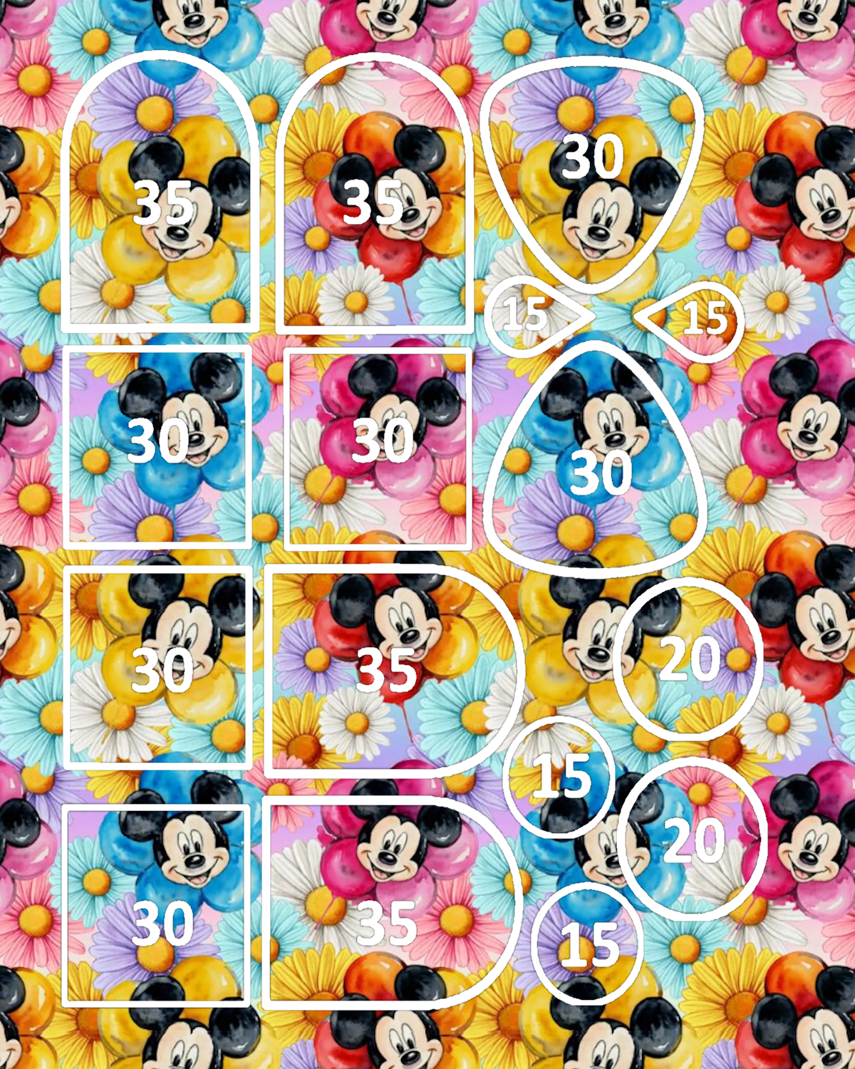 Mouse Ears Flowers clay transfer sheets E998