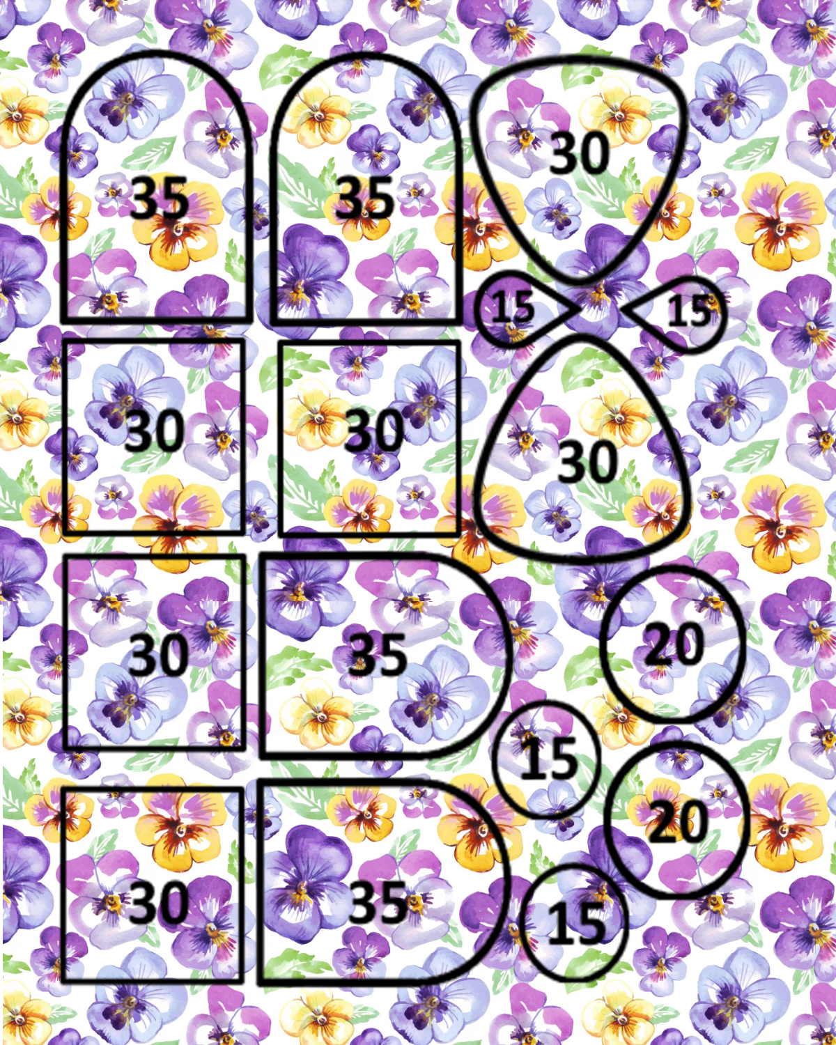 PANSIES clay transfer sheets F105