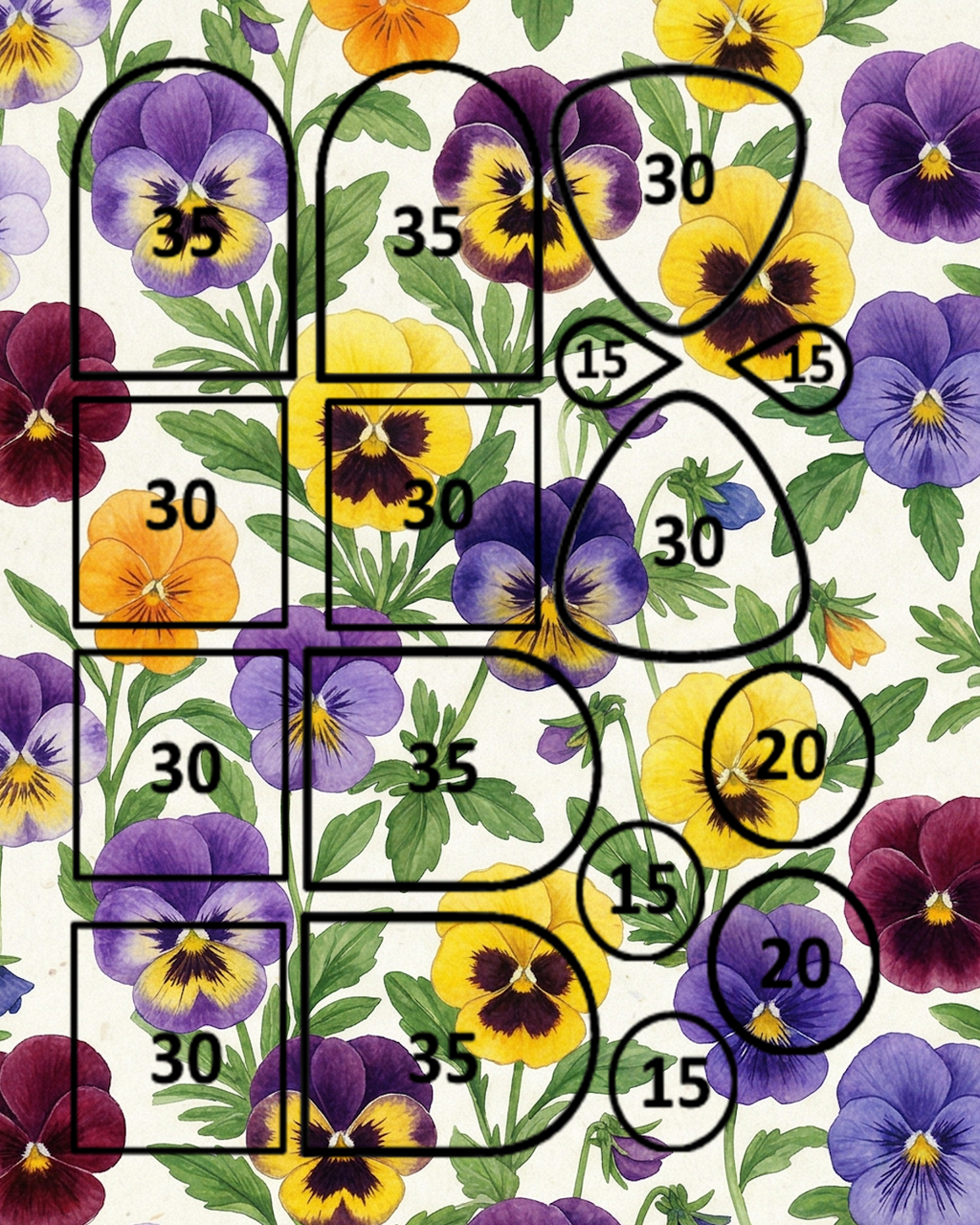 PANSIES clay transfer sheets F106