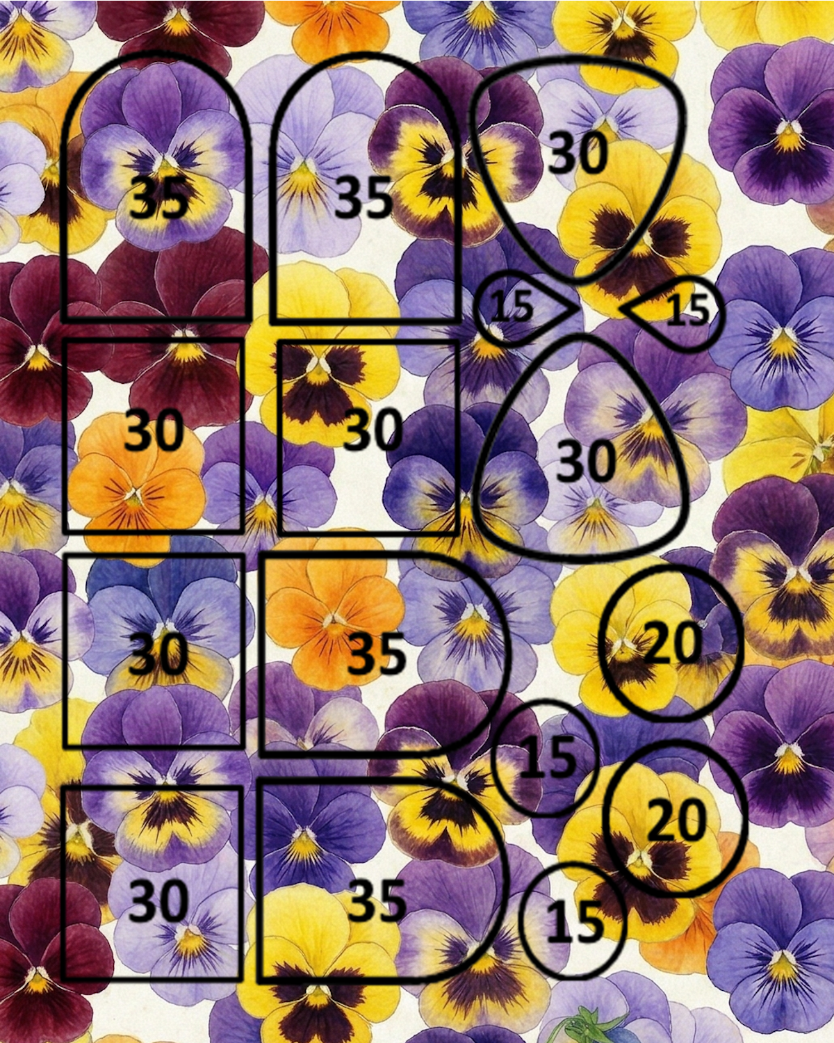 PANSIES clay transfer sheets F107