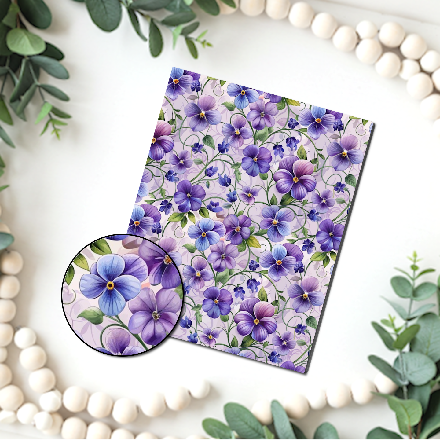 Pansies & Violas Water Transfer Sheet for Polymer Clay | F112 | Purple Blue Floral