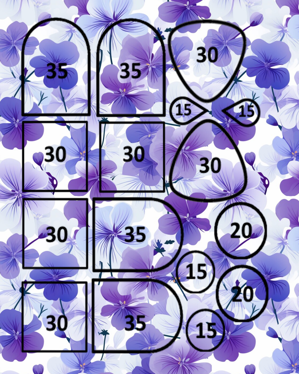 Violas Water Transfer Sheet for Polymer Clay | F113 | Purple Lavender Floral