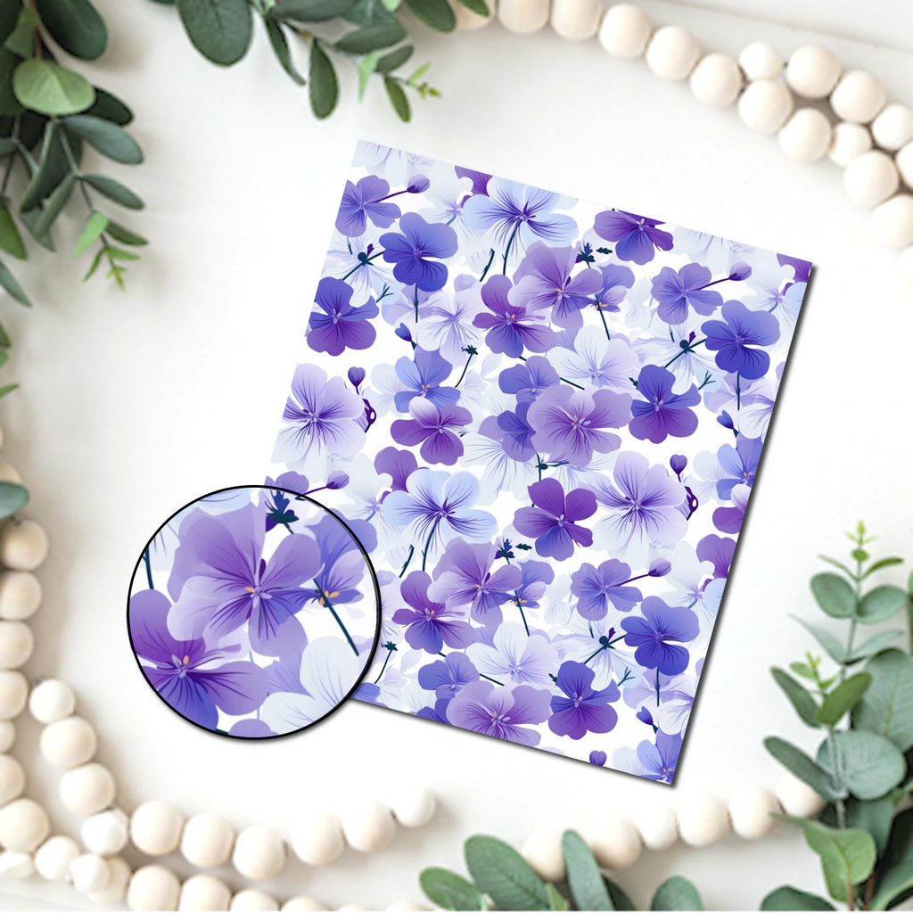 Violas Water Transfer Sheet for Polymer Clay | F113 | Purple Lavender Floral