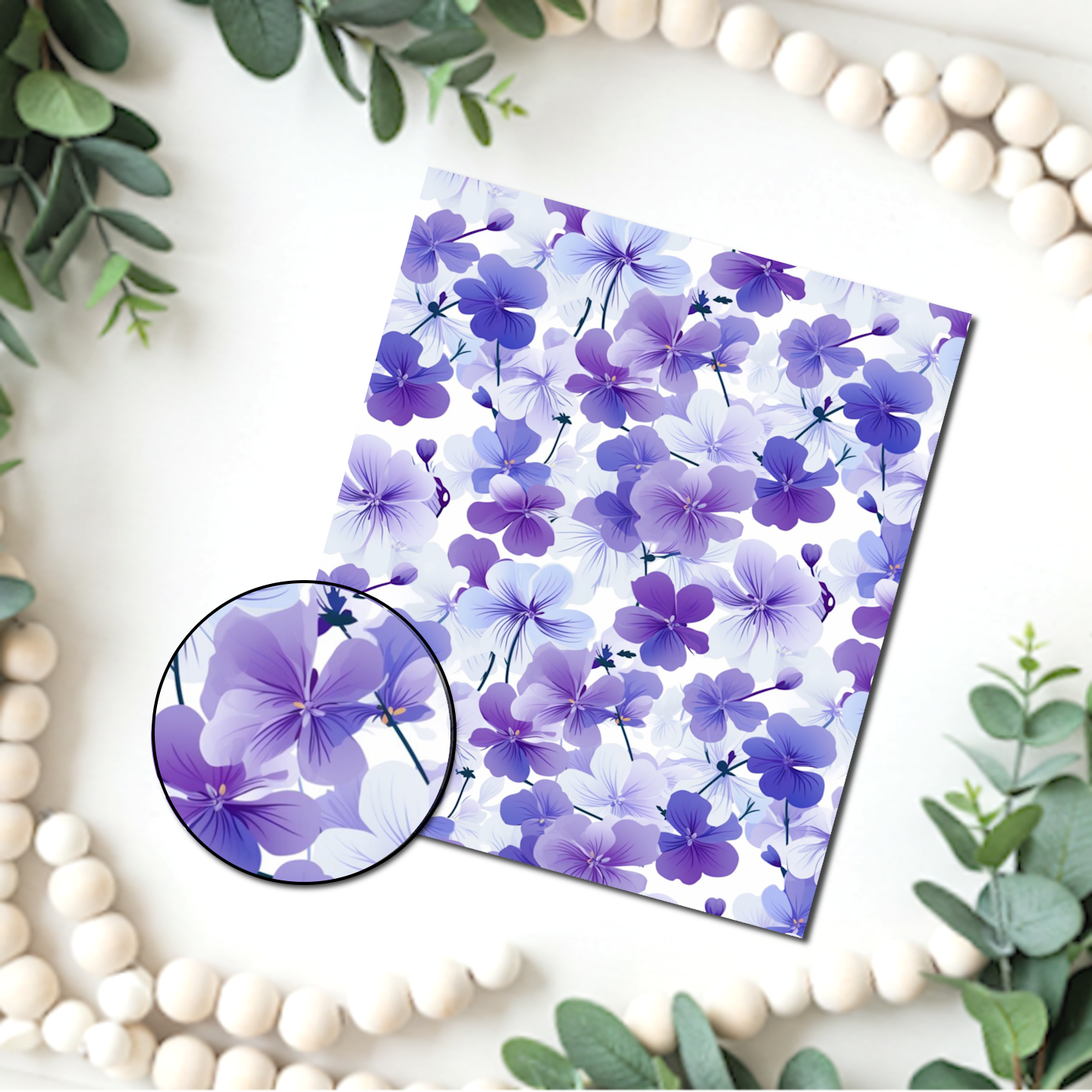 Violas Water Transfer Sheet for Polymer Clay | F113 | Purple Lavender Floral