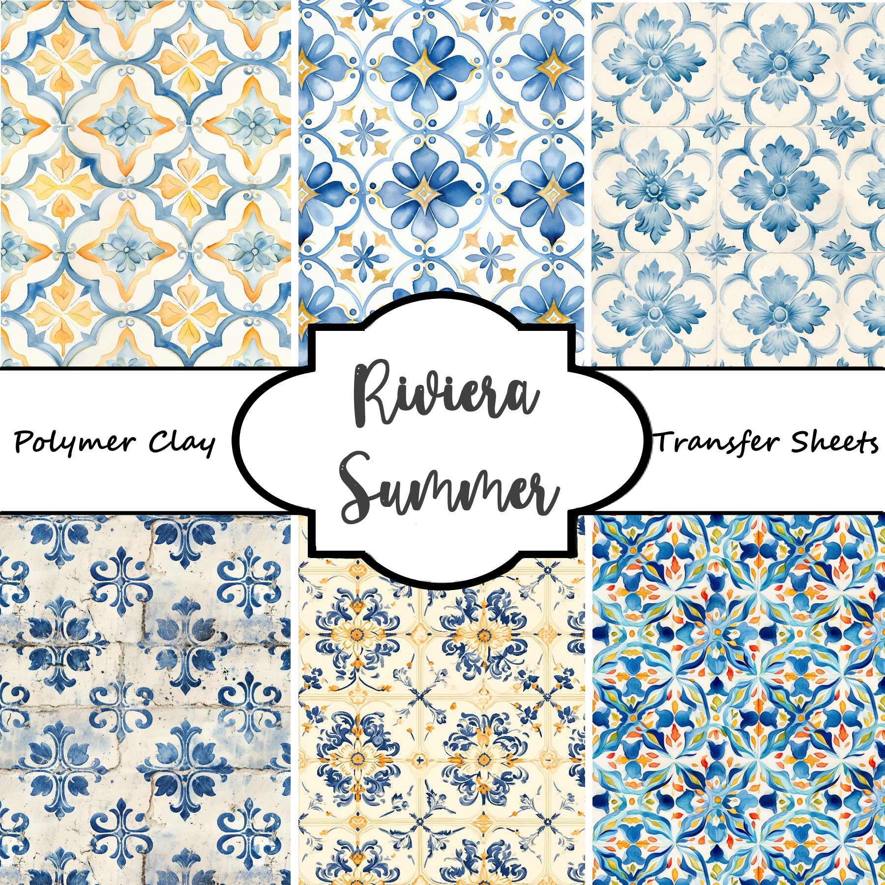 RIVIERA SUMMER clay transfer sheets F114 / Mediterranean Collection