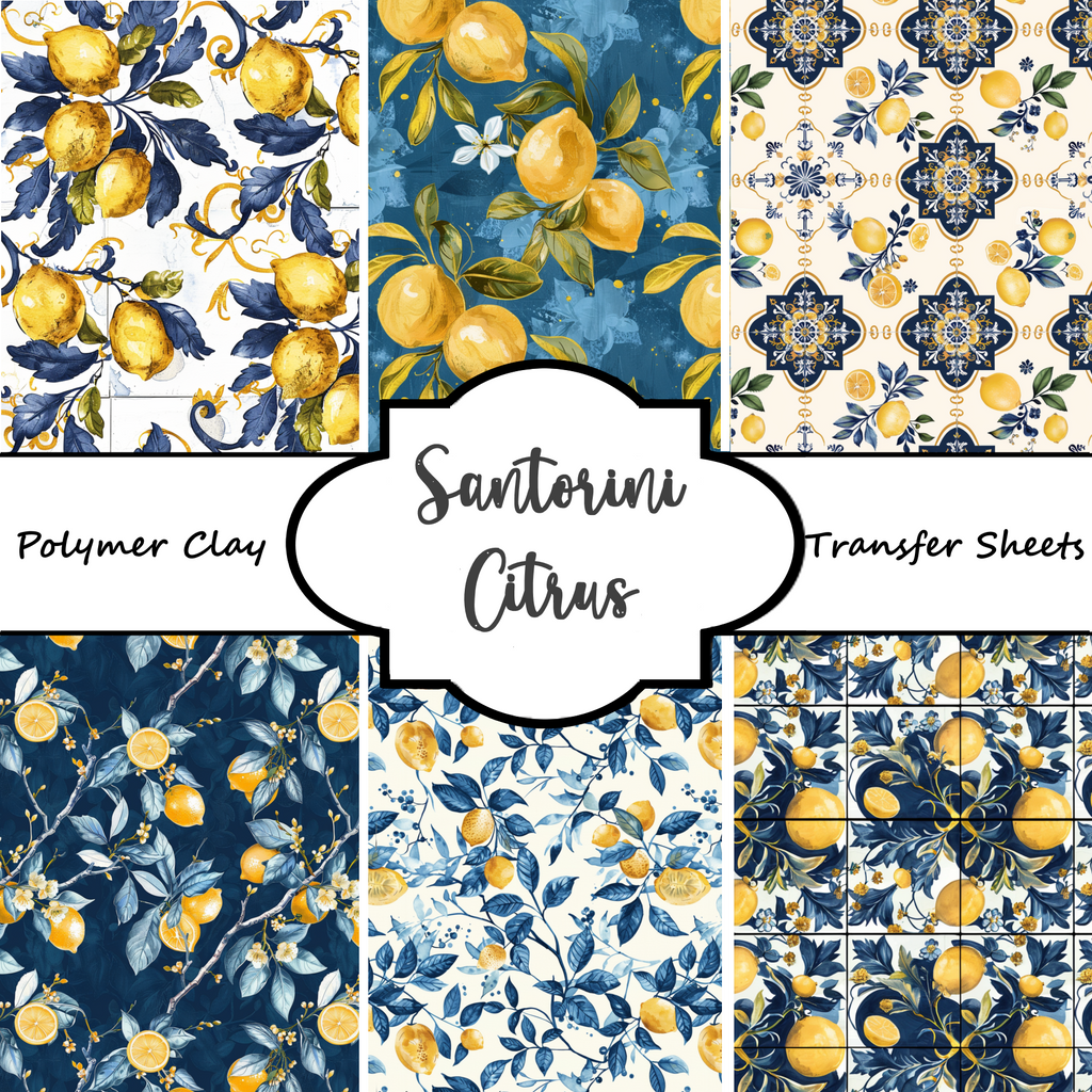 Santorini Citrus Polymer Clay Transfer Sheets F165 | Mediterranean Lemon Collection