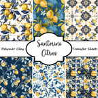 Santorini Citrus Polymer Clay Transfer Sheets F165 | Mediterranean Lemon Collection