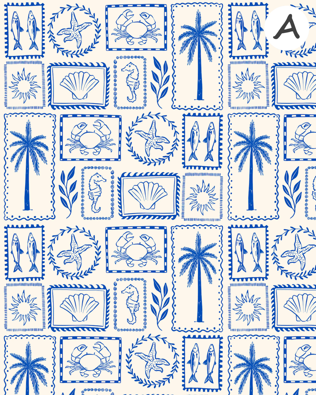 Seaside Sketches Polymer Clay Transfer Sheets | Block Stamp Style Ocean Designs F166