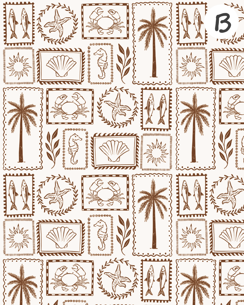 Seaside Sketches Polymer Clay Transfer Sheets | Block Stamp Style Ocean Designs F166