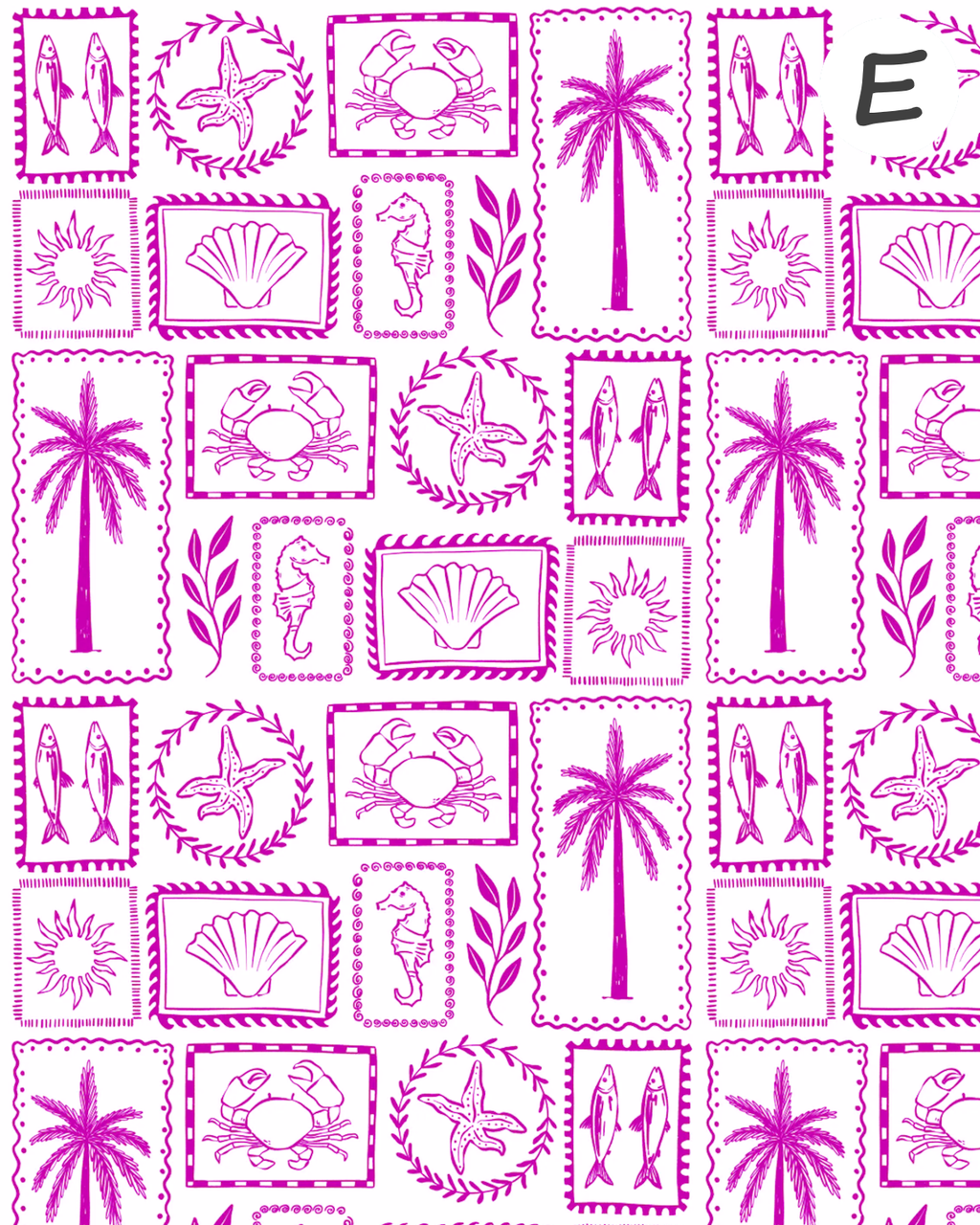 Seaside Sketches Polymer Clay Transfer Sheets | Block Stamp Style Ocean Designs F166