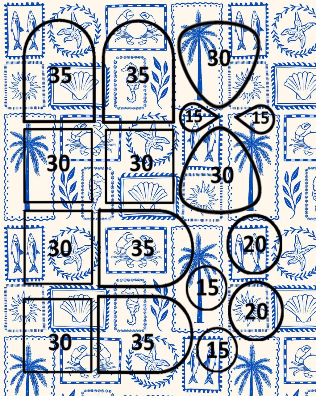 Seaside Sketches Polymer Clay Transfer Sheets | Block Stamp Style Ocean Designs F166