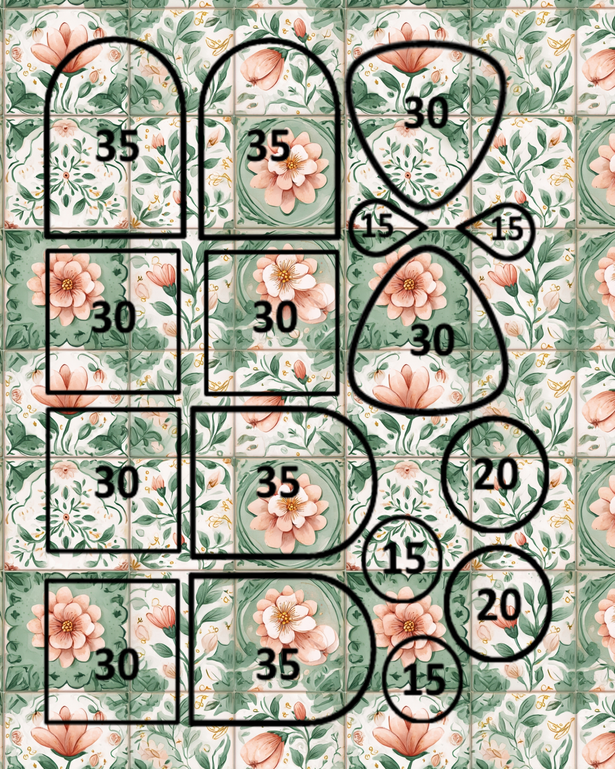 English Ivy and Apricot Polymer Clay Transfer Sheets F170