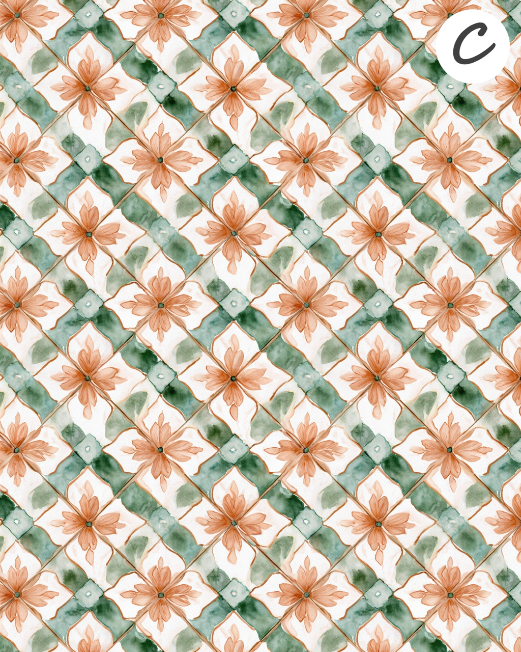 English Ivy and Apricot Polymer Clay Transfer Sheets F170