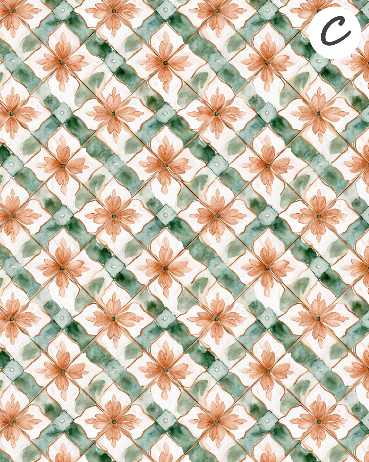 English Ivy and Apricot Polymer Clay Transfer Sheets F170