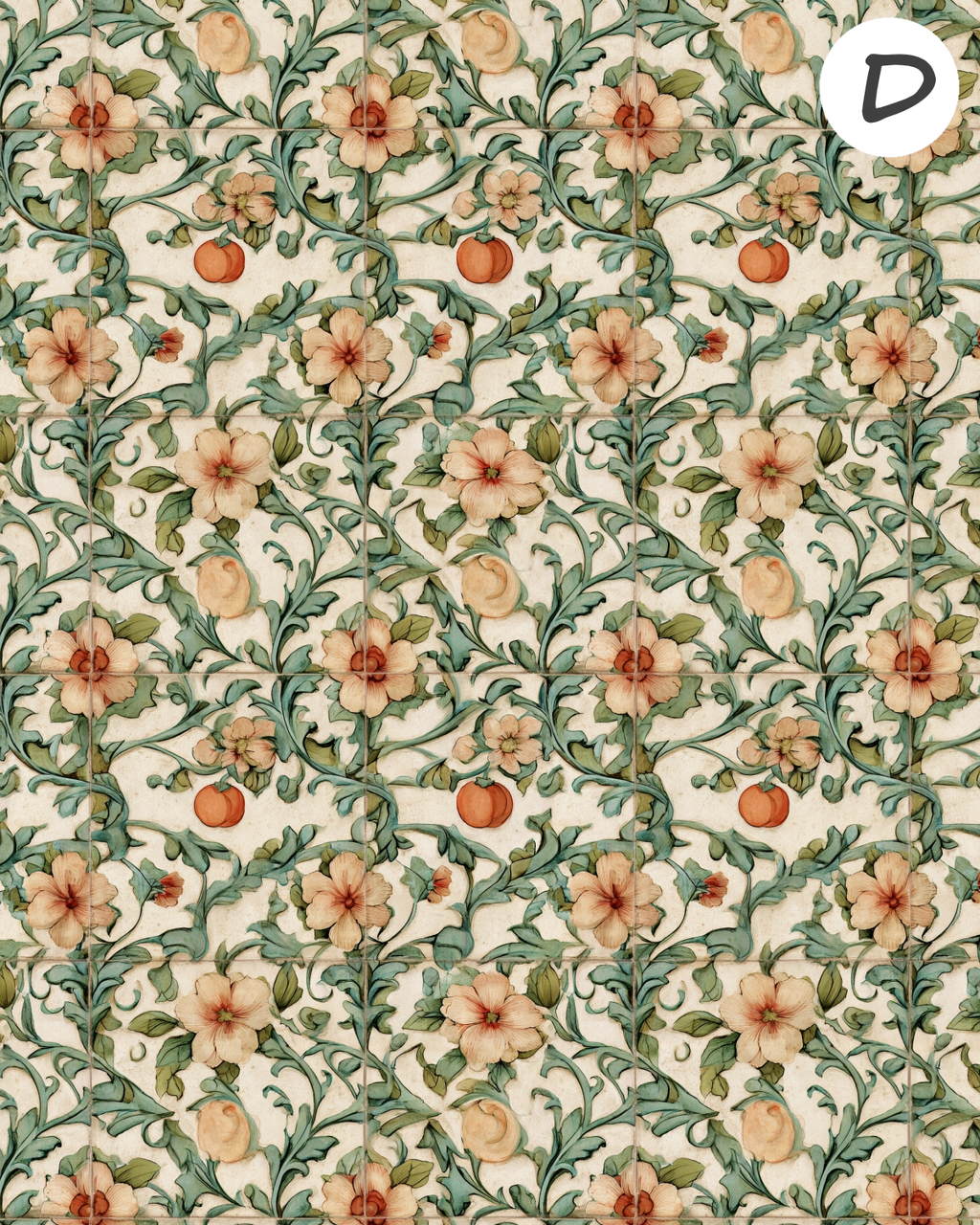 English Ivy and Apricot Polymer Clay Transfer Sheets F170
