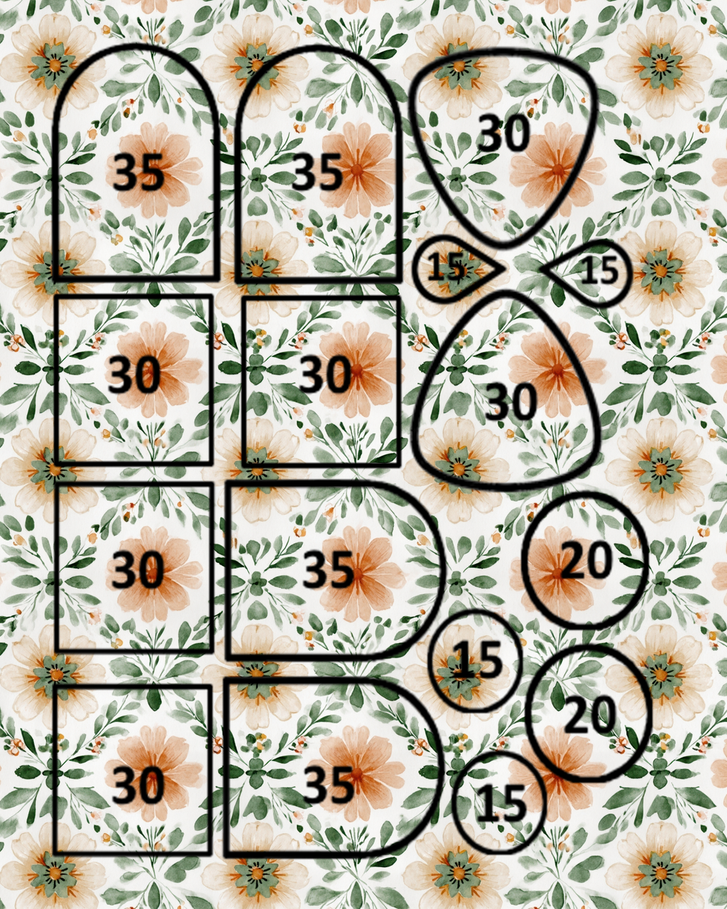English Ivy and Apricot Polymer Clay Transfer Sheets F170