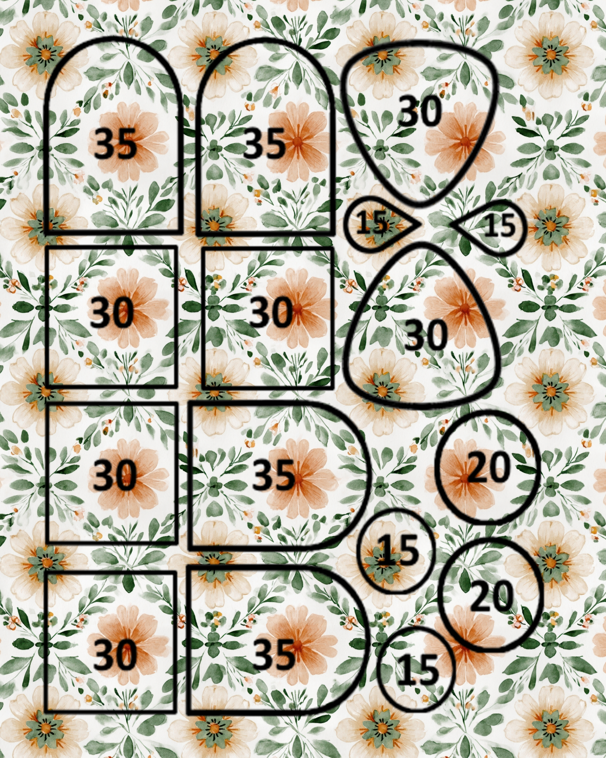 English Ivy and Apricot Polymer Clay Transfer Sheets F170
