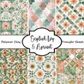 English Ivy and Apricot Polymer Clay Transfer Sheets F170